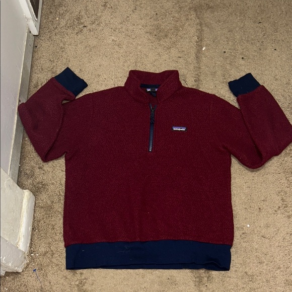 Patagonia Men's Zip-Up Sweater in Burgundy and Navy - Picture 1 of 4